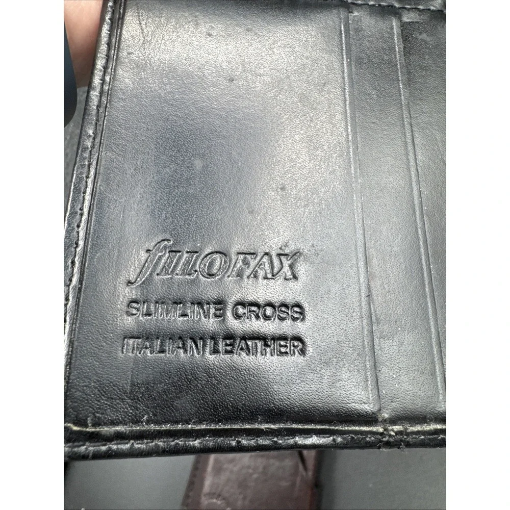 Vintage Filofax Slimline Cross Black Organiser Italian Leather Discontinued